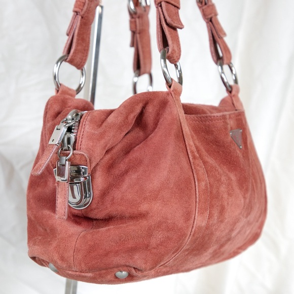 Prada Peach Suede Shoulder Bag - Picture 3 of 13